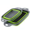 Collapsible Colander Set Of 2; Silicone Square Strainer With Handle For Kitchen Food Draining Pasta Vegetable Fruit And Meat