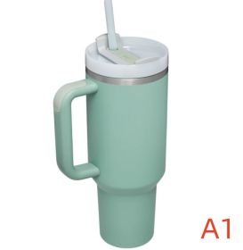 40 oz. With Logo Stainless Steel Thermos Handle Water Glass With Lid And Straw Beer Glass Car Travel Kettle Outdoor Water Bottle (Color: A1, Capacity: 1200ml)
