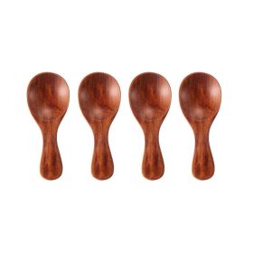 4Pcs Mini Wooden Spoons; Small Spice Condiment Spoon; Sugar Tea Coffee Scoop; Short Handle Wood Spoon; Jam Mustard Ice Cream Wood Spoons; Kitchen Gadg (Color: Brown Color)