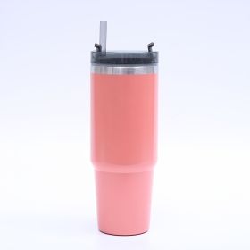 1pc Stainless Steel Vacuum Mug; Home; Office Or Car Vacuum Flask; Insulation Cup With Straw; Insulated Tumbler (Color: Pink)