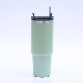 1pc Stainless Steel Vacuum Mug; Home; Office Or Car Vacuum Flask; Insulation Cup With Straw; Insulated Tumbler (Color: Green)