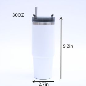 1pc Stainless Steel Vacuum Mug; Home; Office Or Car Vacuum Flask; Insulation Cup With Straw; Insulated Tumbler (Color: White)