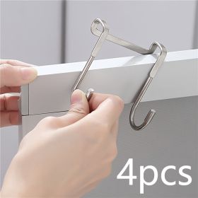 1/2/4pcs Over The Door Drawer Cabinet Hook; 304 Stainless Steel Double S-Shaped Hook Holder Hanger Metal Heavy Duty-Free Punching Door Back Hanging Cl (Quantity: 4pcs-B)