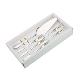 6pcs/set Cake Knife And Fork Set for Household & Commerial (type: With 2-tine Forks, Color: Silver)