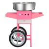 Electric Cotton Candy Machine with Cart, 1000W Commercial Candy Floss Maker with 20.5 in Stainless Steel Bowl, Sugar Scoop, and Drawer, Easy to Use