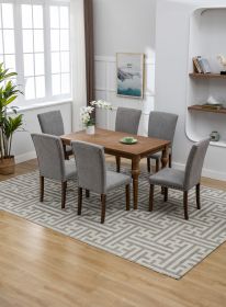 Cotton Linen Dining Chairs Set of 2, Parsons Diner Chairs Upholstered Dining Room Chairs with High Back Padded Dining Chairs with Solid Wood Legs for (Color: Grey, Material: Cotton linen)