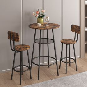 Bar table, equipped with 2 bar stools , with backrest and partition (Color: as Pic)
