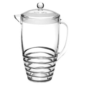 2.5 Quarts Designer Swirl Blue Acrylic Pitcher with Lid, Crystal Clear Break Resistant Premium Acrylic Pitcher for All Purpose BPA Free (Color: as Pic)