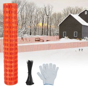 Safety Fence 4'x100' with 100 Zip Ties, Plastic Mesh Fencing Roll, Temporary Reusable Netting for Snow Fence, Garden, Construction and Animal Barrier (Weight: 15.65 lb, Color: Orange)
