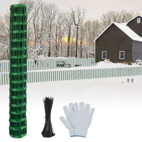 Safety Fence 4'x100' with 100 Zip Ties, Plastic Mesh Fencing Roll, Temporary Reusable Netting for Snow Fence, Garden, Construction and Animal Barrier (Weight: 10.7 lb, Color: Green)