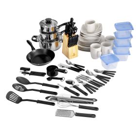 Essential Total Kitchen 83-Piece Combo Set, White (Actual Color: White)