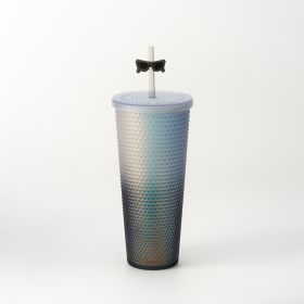 The glass with a lid, the plastic snail cup and straw Brook wall with the lid, the lid is leaked, no BPA, insulating glass, lid and straw, cold glass, (Color: Matte black)