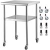 VEVOR Stainless Steel Prep Table, 24 x 24 x 36 Inch, 600lbs Load Capacity Heavy Duty Metal Worktable with Adjustable Undershelf & Universal Wheels, Co