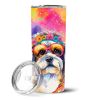 Shih Tzu Hippie Dawg Stainless Steel Skinny Tumbler Vacuum Double Walled Reusable Insulated Tumbler Travel Cup for Coffee Cocktails Gift with Lid