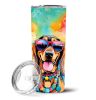 Doberman Pinscher Hippie Dawg Stainless Steel Skinny Tumbler Vacuum Double Walled Reusable Insulated Tumbler Travel Cup for Coffee Cocktails Gift with