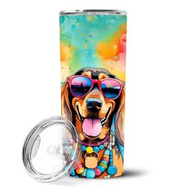 Doberman Pinscher Hippie Dawg Stainless Steel Skinny Tumbler Vacuum Double Walled Reusable Insulated Tumbler Travel Cup for Coffee Cocktails Gift with (Default: Default)