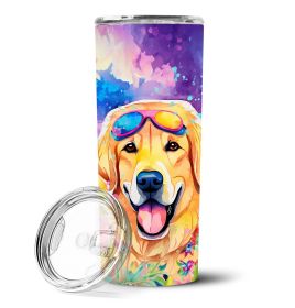 Yellow Labrador Hippie Dawg Stainless Steel Skinny Tumbler Vacuum Double Walled Reusable Insulated Tumbler Travel Cup for Coffee Cocktails Gift with L (Default: Default)
