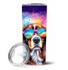 Cavalier Spaniel Hippie Dawg Stainless Steel Skinny Tumbler Vacuum Double Walled Reusable Insulated Tumbler Travel Cup for Coffee Cocktails Gift with