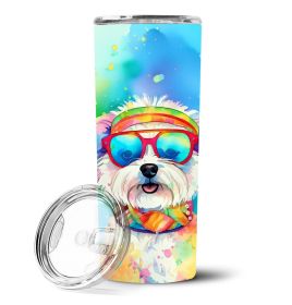 Bichon Frise Hippie Dawg Stainless Steel Skinny Tumbler Vacuum Double Walled Reusable Insulated Tumbler Travel Cup for Coffee Cocktails Gift with Lid (Default: Default)