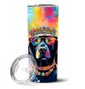 Black Labrador Hippie Dawg Stainless Steel Skinny Tumbler Vacuum Double Walled Reusable Insulated Tumbler Travel Cup for Coffee Cocktails Gift with Li