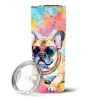 French Bulldog Hippie Dawg Stainless Steel Skinny Tumbler Vacuum Double Walled Reusable Insulated Tumbler Travel Cup for Coffee Cocktails Gift with Li