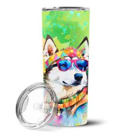 Siberian Husky Hippie Dawg Stainless Steel Skinny Tumbler Vacuum Double Walled Reusable Insulated Tumbler Travel Cup for Coffee Cocktails Gift with Li (Default: Default)