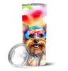 Yorkshire Terrier Hippie Dawg Stainless Steel Skinny Tumbler Vacuum Double Walled Reusable Insulated Tumbler Travel Cup for Coffee Cocktails Gift with
