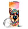 German Shepherd Hippie Dawg Stainless Steel Skinny Tumbler Vacuum Double Walled Reusable Insulated Tumbler Travel Cup for Coffee Cocktails Gift with L
