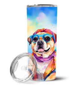 Pug Hippie Dawg Stainless Steel Skinny Tumbler Vacuum Double Walled Reusable Insulated Tumbler Travel Cup for Coffee Cocktails Gift with Lid, 20 oz (Default: Default)