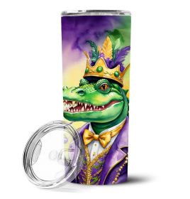 Alligator King of Mardi Gras Stainless Steel Skinny Tumbler Vacuum Double Walled Reusable Insulated Tumbler Travel Cup for Coffee Cocktails Gift with (Default: Default)