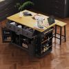 53 inch Large Kitchen Island with Drop Leaf,Power Outlet,Door Internal Storage Rack
