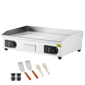 Commercial Electric Griddle, 2800W Countertop Flat Top Grill, 122-572 F Adjustable Temp (Pan Size: 30 inch, Flatbed Type: Full Flat)
