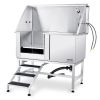 50" Pet Dog Bathing Station w/Stairs, Professional Stainless Steel Dog Grooming Tub w/ Soap Box, Faucet,Rich Accessory, Dog Bathtub for Large,Medium