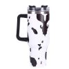 40oz 5D cowprint Insulated Tumbler With Handle And Straw Lid Portable Large Capacity water bottle, Heat preservation