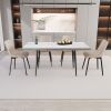 47"-63" extendable MDF modern dining table and chair set, suitable for 2-6 people, elegant white dining table and modern dining chair 4-piece set