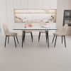 47"-63" extendable MDF modern dining table and chair set, suitable for 2-6 people, white dining table and modern round dining chair 4-piece set