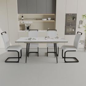 47"-63" expandable dining table set for 2-6 people (Color: White)