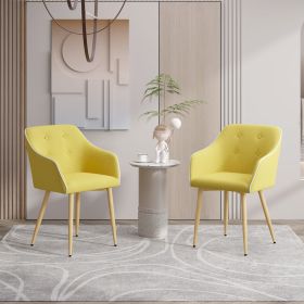The modern style dining chair imitating linen is suitable for various environments and is applicable to restaurants, living rooms and offices (Color: Yellow)