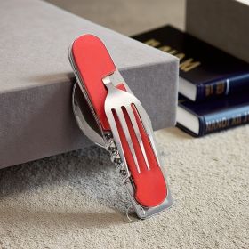 "The Last Utensil You'll Need â€“ 6 Functions in Pocket-Sized Design" (Color: Red)
