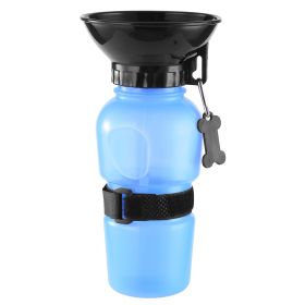500ml Dog Water Bottle Portable Pet Water Cup BPA Free Water Dispenser Water Feeder Travel Water Drink Cup for Dog Cat (Color: Blue, size: One Size)