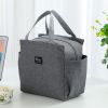 1pc Thermal Insulation Solid Color Double Pocket Large Capacity Bento Pack; Cationic Lunch Box