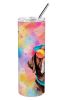 Chocolate Labrador Hippie Dawg Stainless Steel Skinny Tumbler Vacuum Double Walled Reusable Insulated Tumbler Travel Cup for Coffee Cocktails Gift wit
