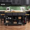 53 inch Large Kitchen Island with Drop Leaf,Power Outlet,Door Internal Storage Rack