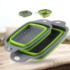 Collapsible Colander Set Of 2; Silicone Square Strainer With Handle For Kitchen Food Draining Pasta Vegetable Fruit And Meat