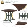 5-Piece Round Dining Table and 4 Fabric Chairs with Special-shaped Table Legs and Storage Shelf