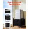 Mini Fridge Stand with Storage, 176 lb-Capacity Mini Fridge Table with 2 Drawers & 4 Swivel Wheels, Mobile Mini Fridge Shelf
