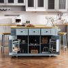 53 inch Large Kitchen Island with Drop Leaf,Power Outlet,Door Internal Storage Rack