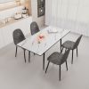 47"-63" extendable MDF modern dining table and chair set, suitable for 2-6 people, white dining table and modern round dining chair 4-piece set