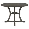 5-Piece Round Dining Table and 4 Fabric Chairs with Special-shaped Table Legs and Storage Shelf