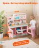 Play Kitchen for Kids, Wooden Toy Kitchen Set with Lights and Sounds, Toddler Kitchen with Ice Maker, Oven, Sink, Microwaves